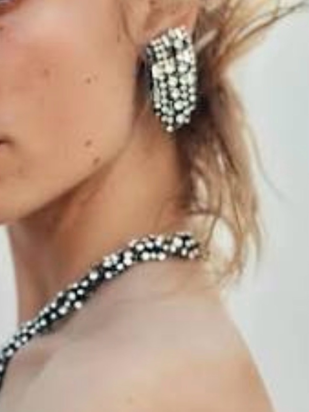 Nwt- ZARA Silver Crystal Cluster Clip-On Earrings